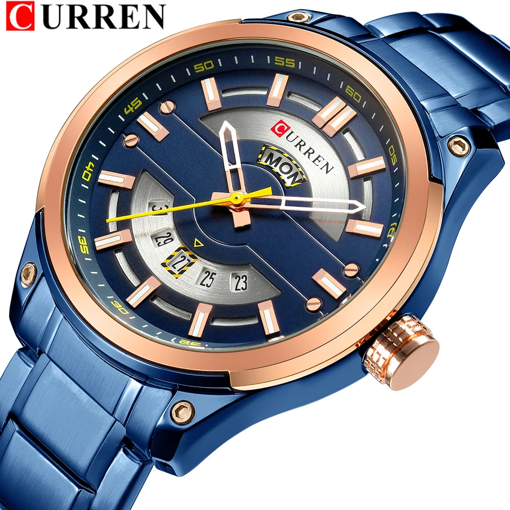 

CURREN Watches Mens Stainless Steel Quartz Wristwatch With Calendar Casual Business Male Clock 30M Waterproof Relogio Masculino