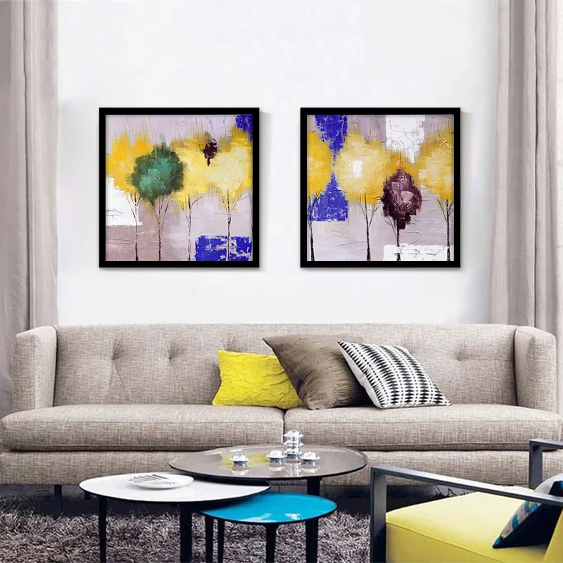 Картина маслом холст для аэрозольных красок желтый дерево стены фото Декор