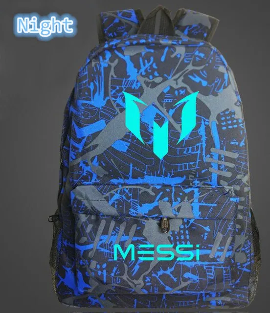 Multicolor Школьные Наплечные футбольные сумки Месси рюкзак с принтом логотипа светящиеся рюкзаки для детей детские дорожные рюкзаки - Цвет: Multicolor