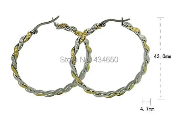 Free shipping!!!Stainless Steel Hoop Earring clearance sale with free shipping Donut plated two tone 4.7x43mm 5Pairs/Bag | Украшения и