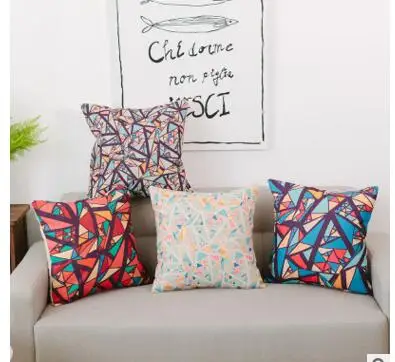 

colorful geometric pattern cushion cover pillowcase sofa square throw pillow cover for backrest office back cushion case