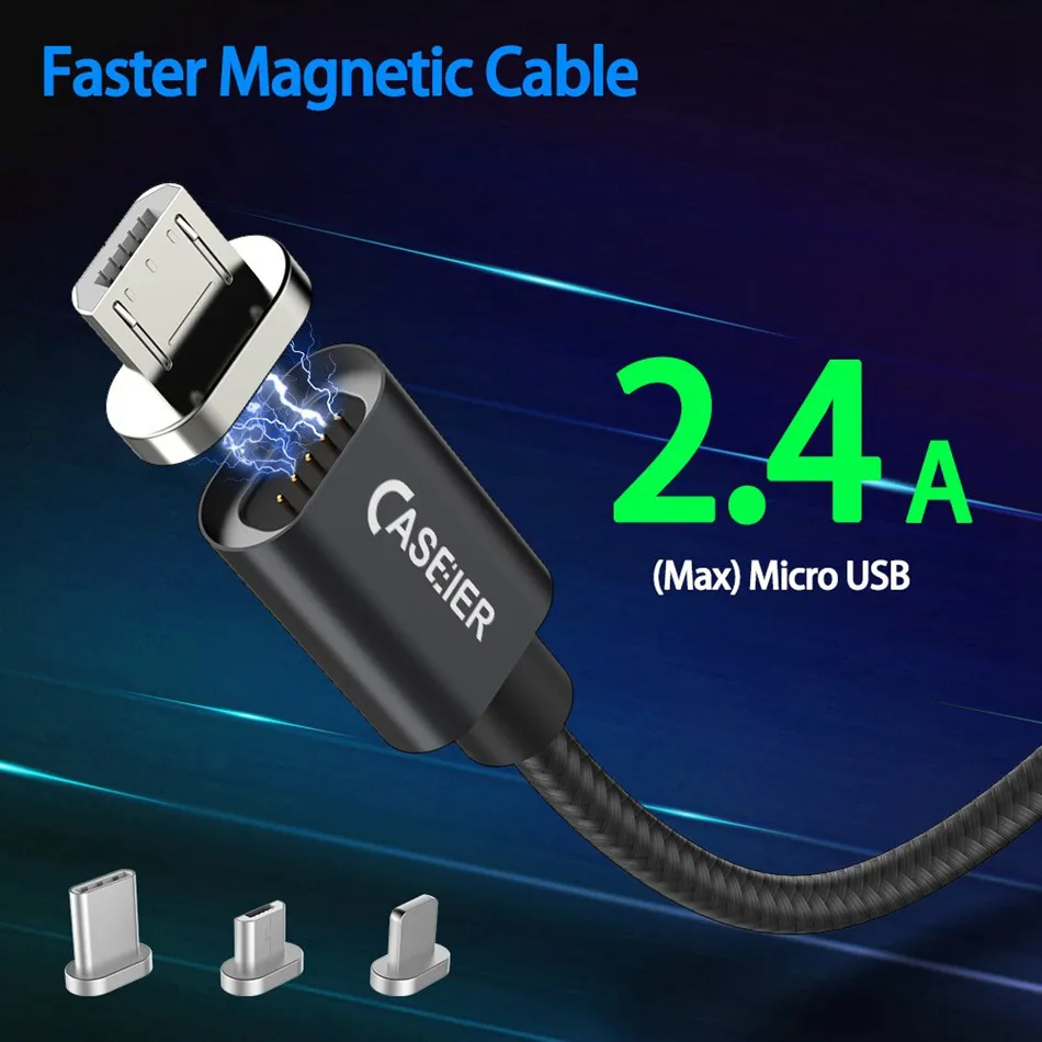 Магнитный usb-кабель CASEIER OTG для быстрой зарядки, кабель USB type C, Магнитный зарядный кабель Micro usb для зарядки и передачи данных, кабель USB для мобильного телефона