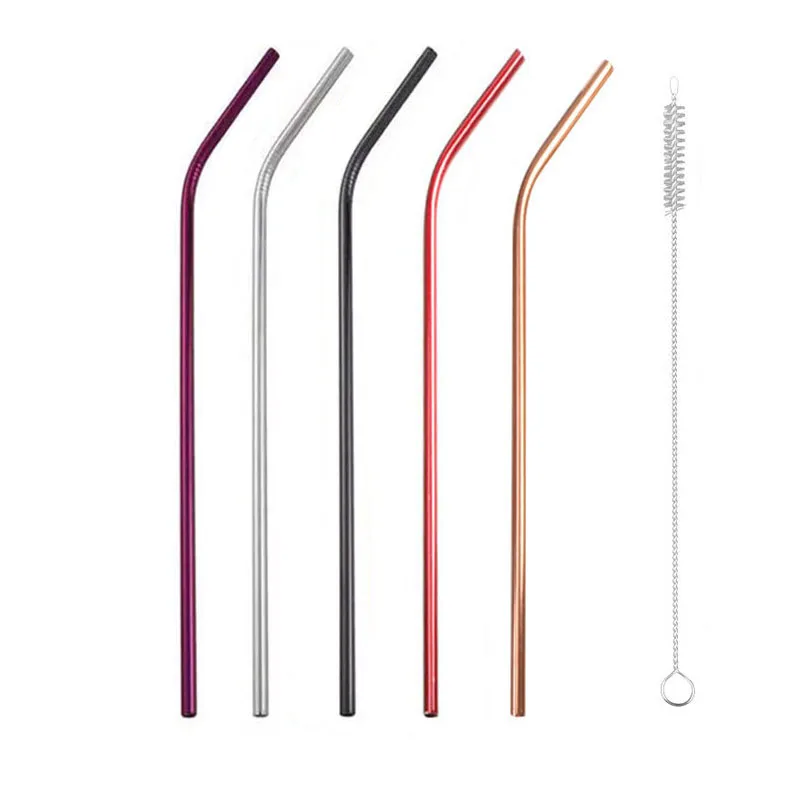 Mix B b5 5PCS Reusable 304 Stainless Steel Drinking Straw Bar Party Metal Straw with Cleaner Brush For Mugs Sturdy Bent Straight Straws - Цвет: Mix B b5 5PCS