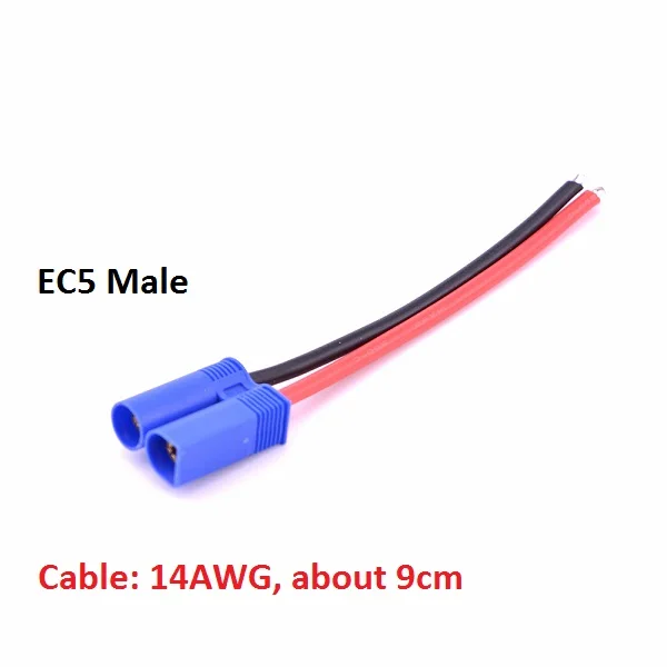 EC5 Male with Cable EC3 EC5 к T Deans Разъем XT60 разъем адаптера Deans разъем 12AWG 14AWG кабель провода для RC Lipo ESC двигатель Дрон - Цвет: EC5 Male with Cable