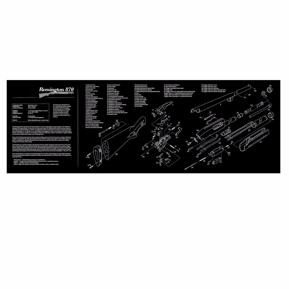AR-15 AK47 870 резиновый коврик для чистки ружья 3" x 12" водонепроницаемый нескользящий чистящий коврик с деталями схема инструкция оружейный коврик