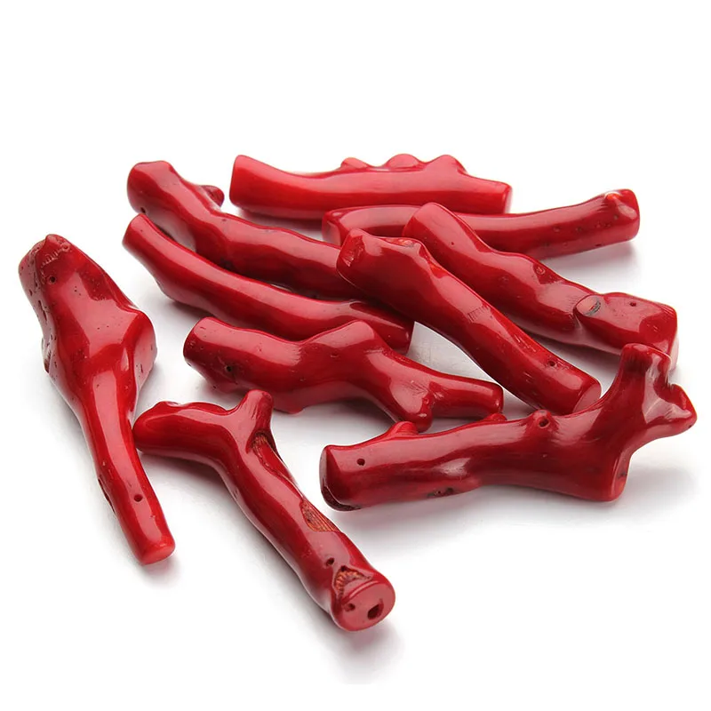 Оптовая продажа 5 шт. 2-4 см длинные натуральные красные коралловые бусины с