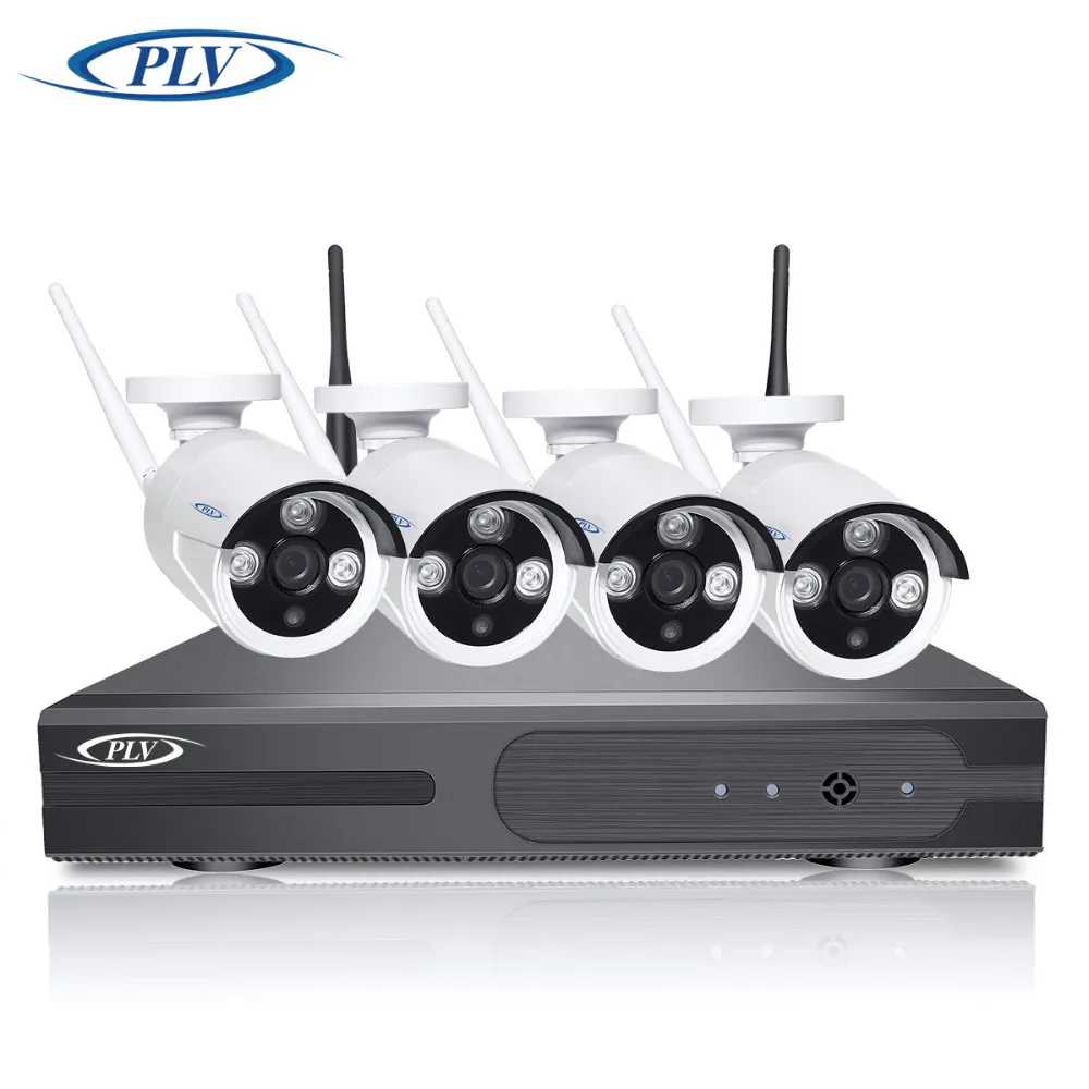 PLV 1080P Full HD NVR Wi Fi система видеонаблюдения Комплект 4CH Беспроводной комплект 2MP 1080 P
