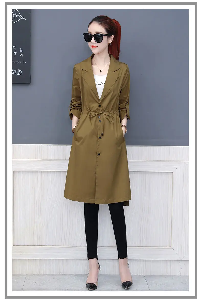 Женский Повседневный Тренч средней длины размера плюс 3XL 4XL, Модная тонкая верхняя одежда, ветровка для женщин