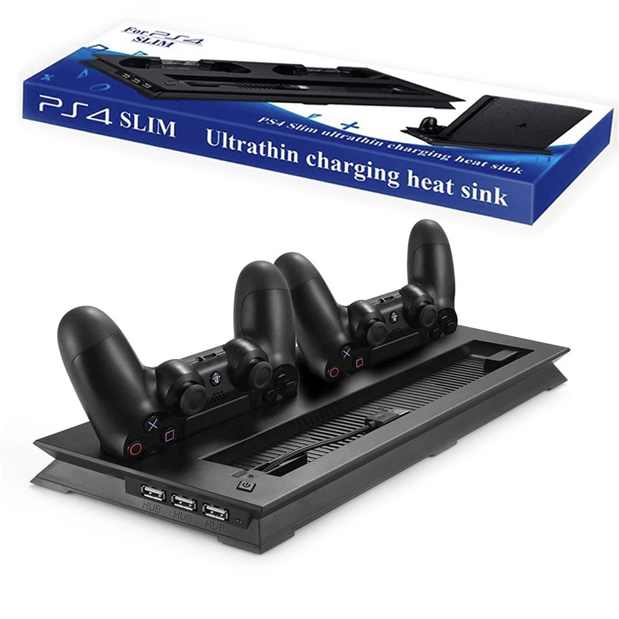 Подставка для игровой консоли PS4 Slim с 3 портами концентратора охлаждающий