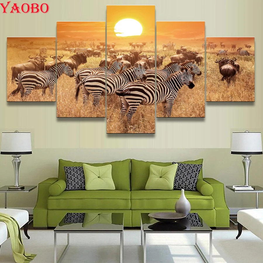 

5pcs 5D square round diamond embroidery Animal Zebra diy full diamond Painting mosaic picture Needlework cross stitch home decor