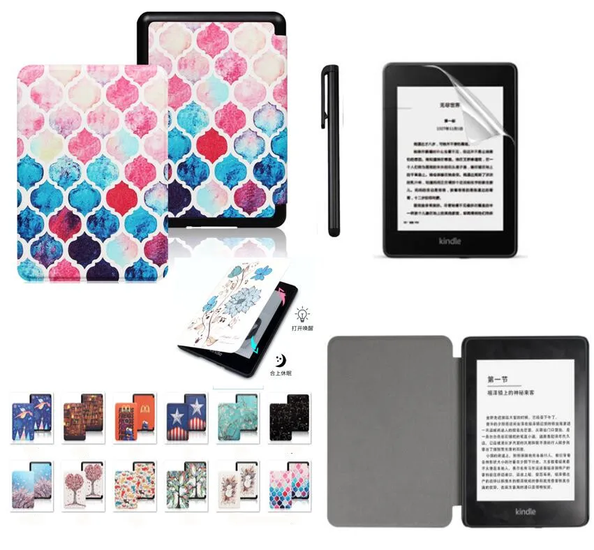 Gligle кожаный чехол для Amazon kindle paperwhite 4 Чехол для электронной книги оболочка+ пленка для экрана+ стилус