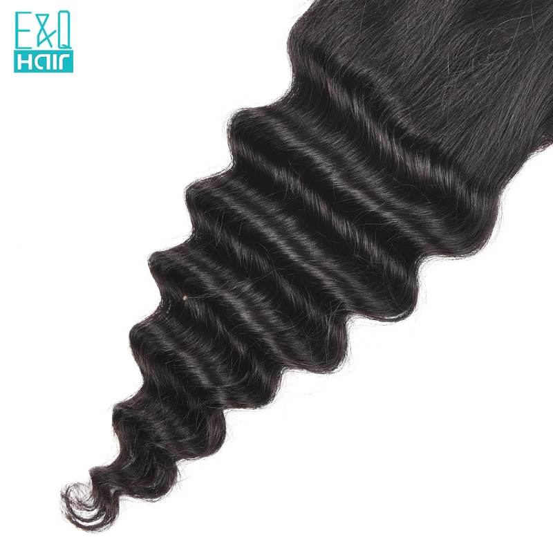 Brazilian Loose Deep Wave Closure 4*4 Remy Human Hair Lace Free Middle Three Part Closures by EQ | Шиньоны и парики