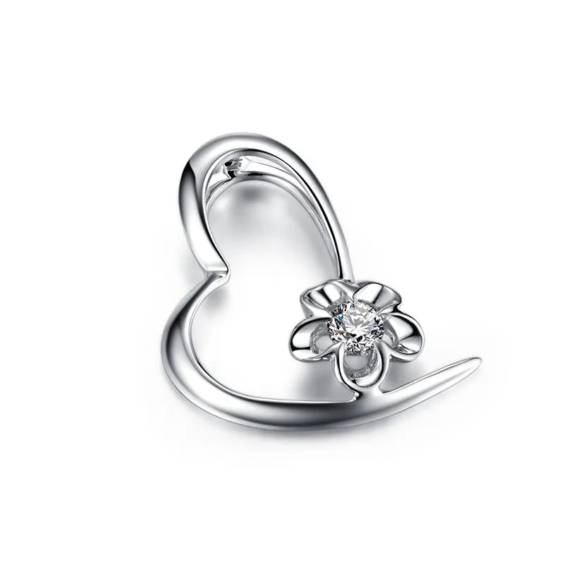 ZOCAI СЕРДЦЕ ОТРАЖЕНИЕ 18 К White Gold 0.03 ct CERTIFIED H/SI Алмазный кулон с 925 Серебряная цепочка Цепочки и ожерелья d00006