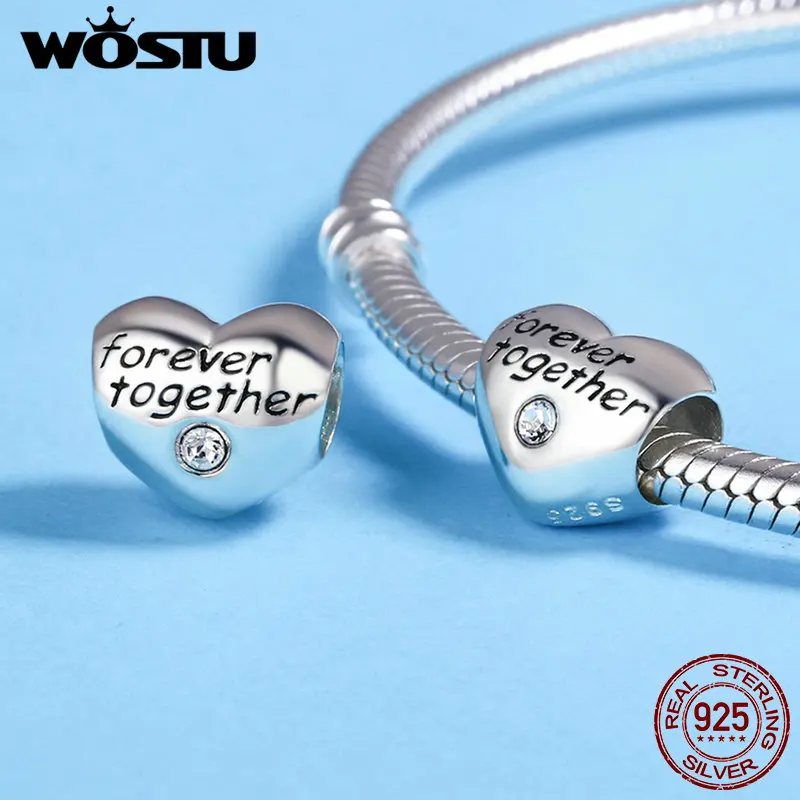 WOSTU романтический 925 пробы Серебряное сердце для влюбленных Вместе навсегда