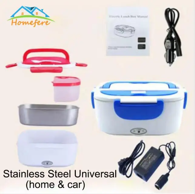 Steel Universal 1.5L 110V/220V Portable Electrical Lunch Box Office School Car Lunchbox Kids Heated Lunch Box bento Food Container Free Shipping - Color: Steel Universal