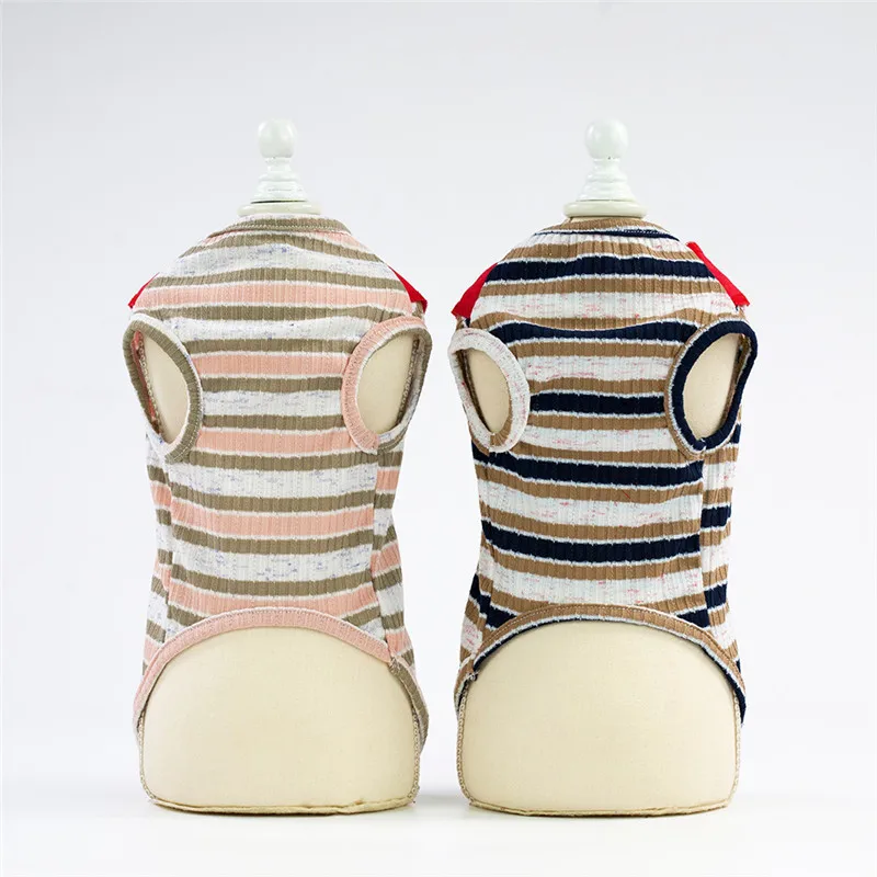 

Summer Pet Dog Vest Cute Red Scarf Puppy Cats Shirts Vest Striped Cotton Breathable Pet Shirts Yorkie Dog Clothes Dog Shirts