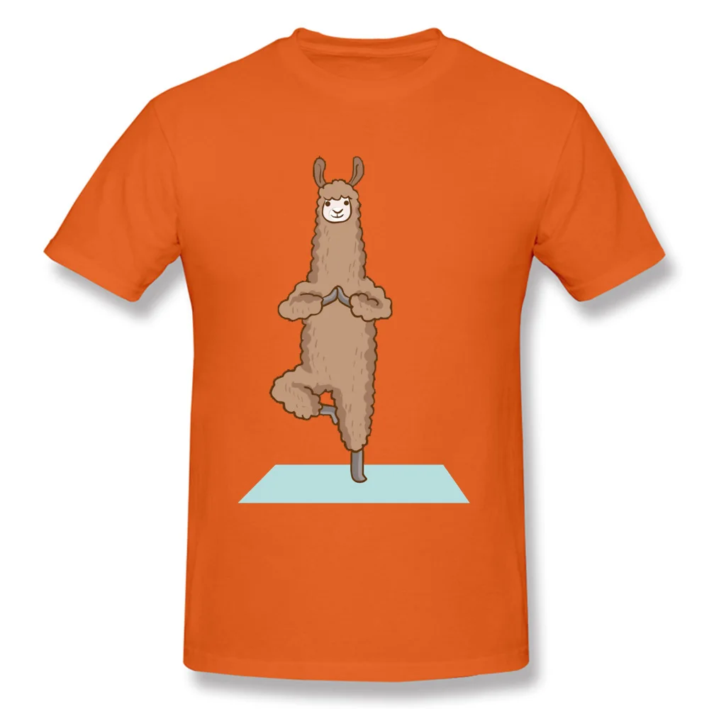 

Alpaca Llama Physical Exercise OM Tshirts Buddhist Meditation Funny Goat Funny Design Creative T Shirt For Men Grey Custom