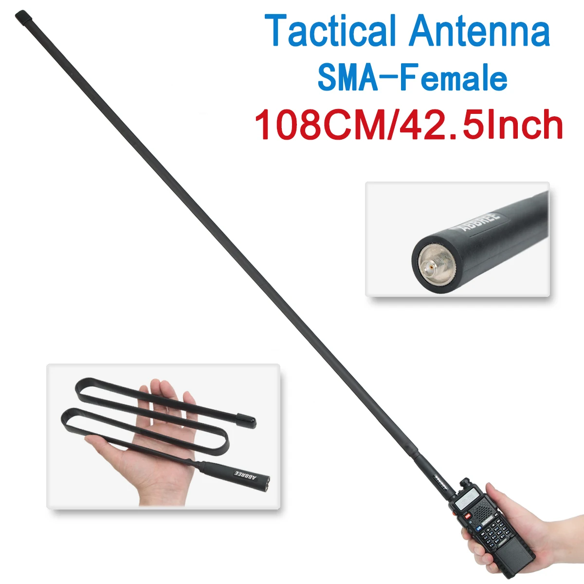 Складная армейская CS тактическая SMA Female VHF UHF двухдиапазонная антенна ABBREE для