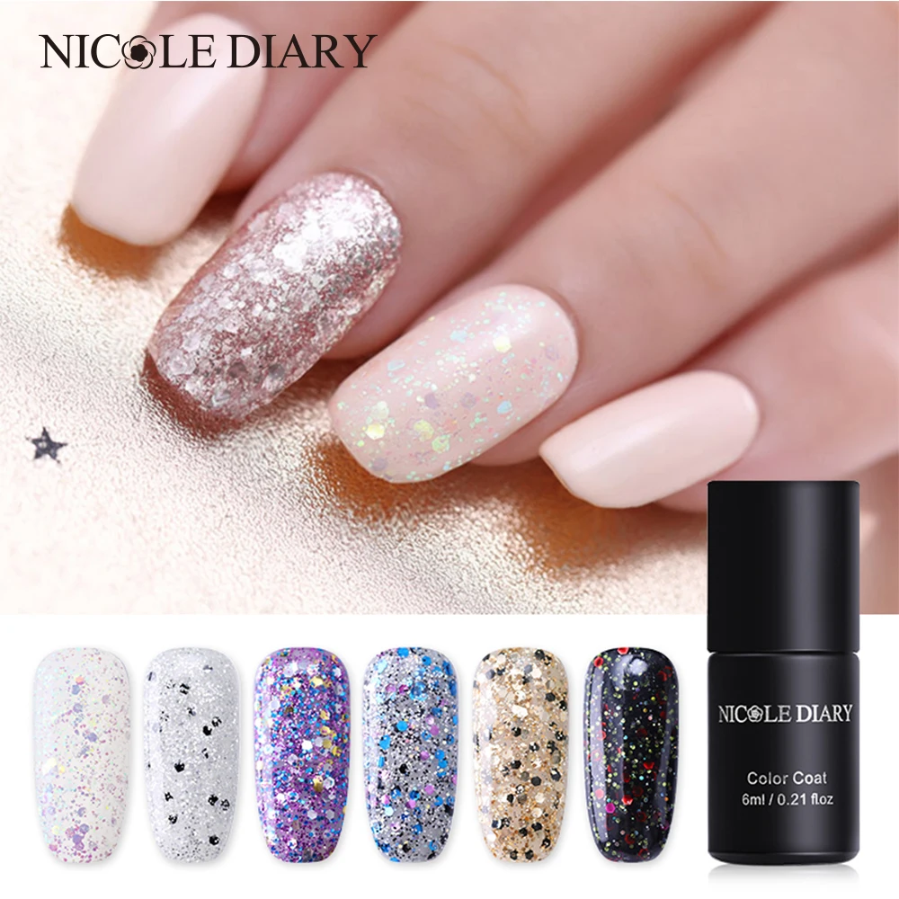 Лак для ногтей NICOLE DIARY 6 мл блестящий гель основа верхнее покрытие легко снять