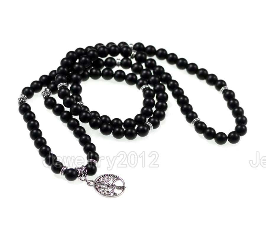 2 шт./лот матовый черный оникс 8 мм 108 молитвенный драгоценный камень Yoga Buddha Mala