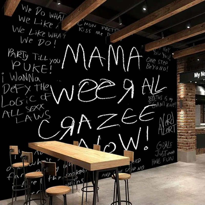 3D Фото Обои Черный Белый Английский росписи бар кофейня фон настенная бумага на