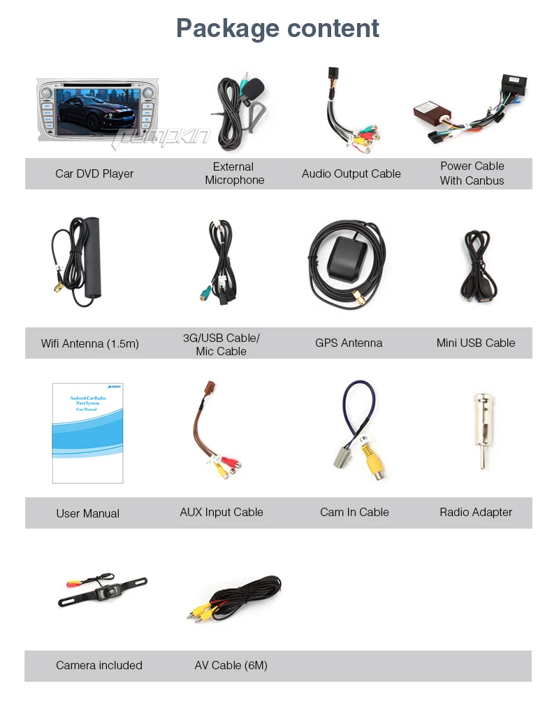 Pumpkin 2 Din 7''Android 7 1 автомобильный Радио dvd плеер GPS для Ford Mondeo/Focus Автомобильный