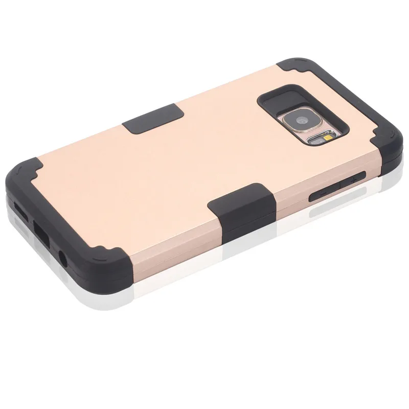 For Samsung Galaxy s7 case Hybrid Heavy Duty Shockproof Flat color back Case with 3 in 1 Dual Layer Hard PC Soft Silicone Coque | Мобильные