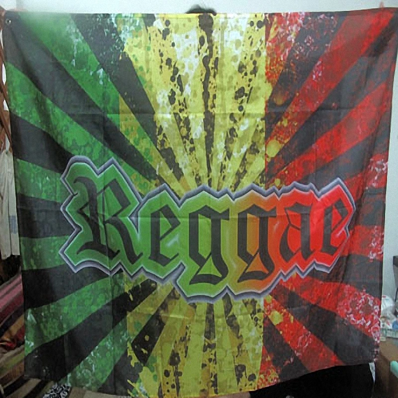 

Jute Reggae Music Band Poster Four Holes Banners Wall Flags Tapestry Cloth Art Bar Cafe Hotel Theme Background Decoration