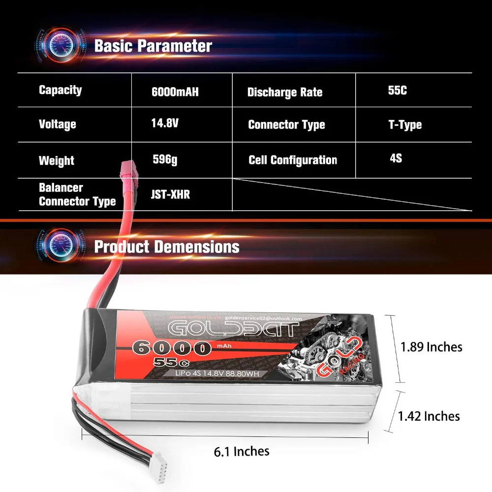 4 шт. аккумуляторная батарея GOLDBAT 6000 ма/ч lipo с разъемом 14 8 в для радиоуправляемого