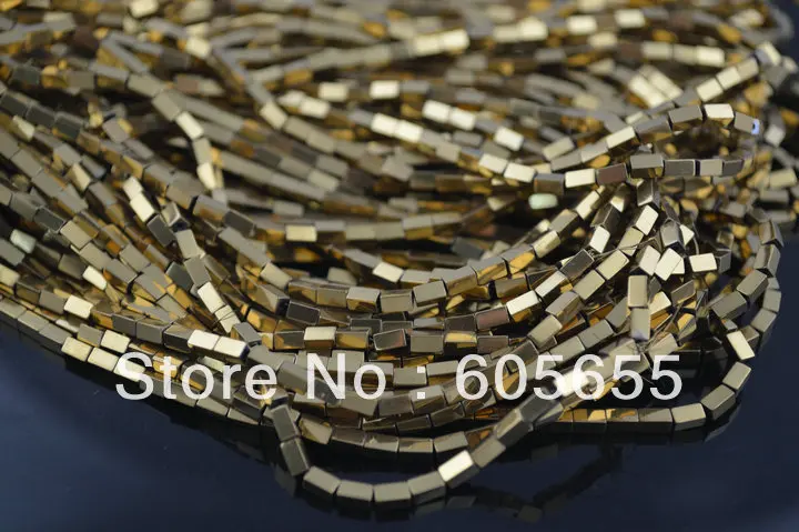 2x4 мм Позолоченные гематитовые квадратные трубки россыпью бусины|loose beads|beads loosebeads
