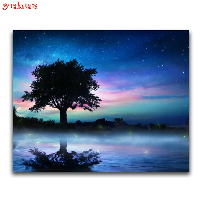 Полностью круглая бриллиантовая мозаика пейзаж полностью квадратная Алмазная