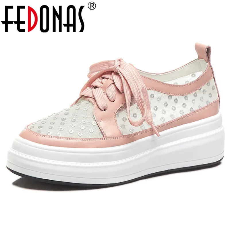 Женские туфли на плоской подошве FEDONAS классические шнурках с закругленным носком