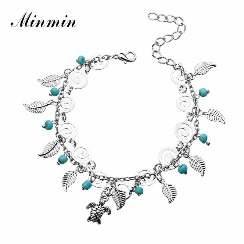 Женские многослойные браслеты Minmin Boho пляжные с подвеской в виде листа черепахи