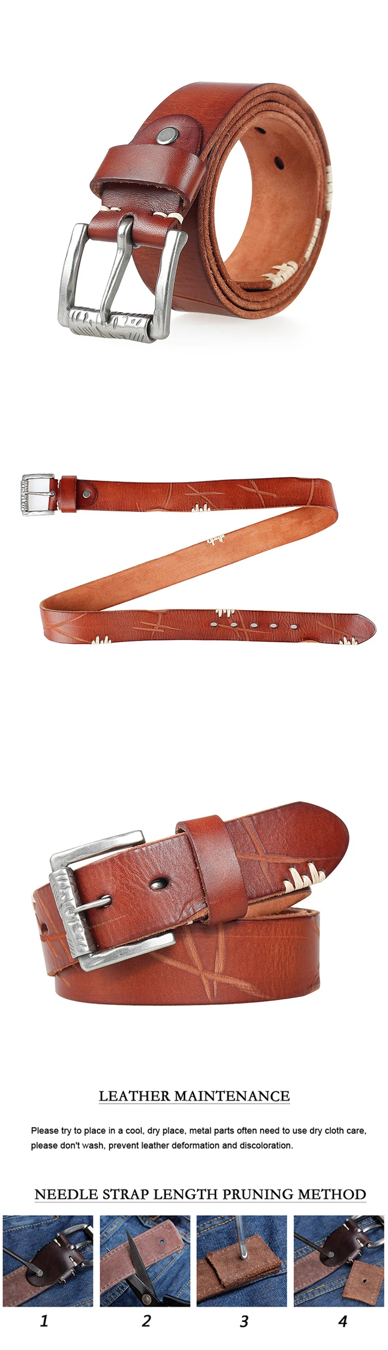 MEDYLA vintage leather belt for men's high-quality tough original leather without interlayer men's leather belt does not fade