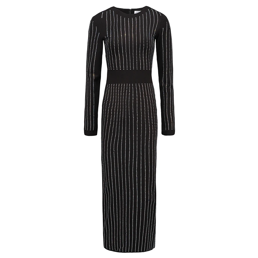 NT QUALITY Paris Fashion 2019 BAROCCO Designer Dress Women's Long Sleeve Diamonds Embellished Bodycon | Женская одежда
