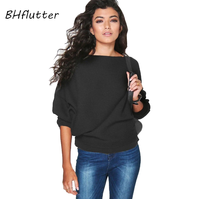 Женский свитер и пуловер BHflutter тонкий вязаный с рукавом летучая мышь на весну