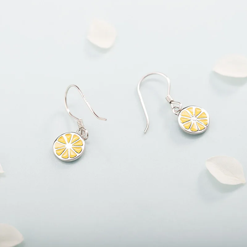 Серьги женские из стерлингового серебра S925 пробы с лимонами | Украшения и