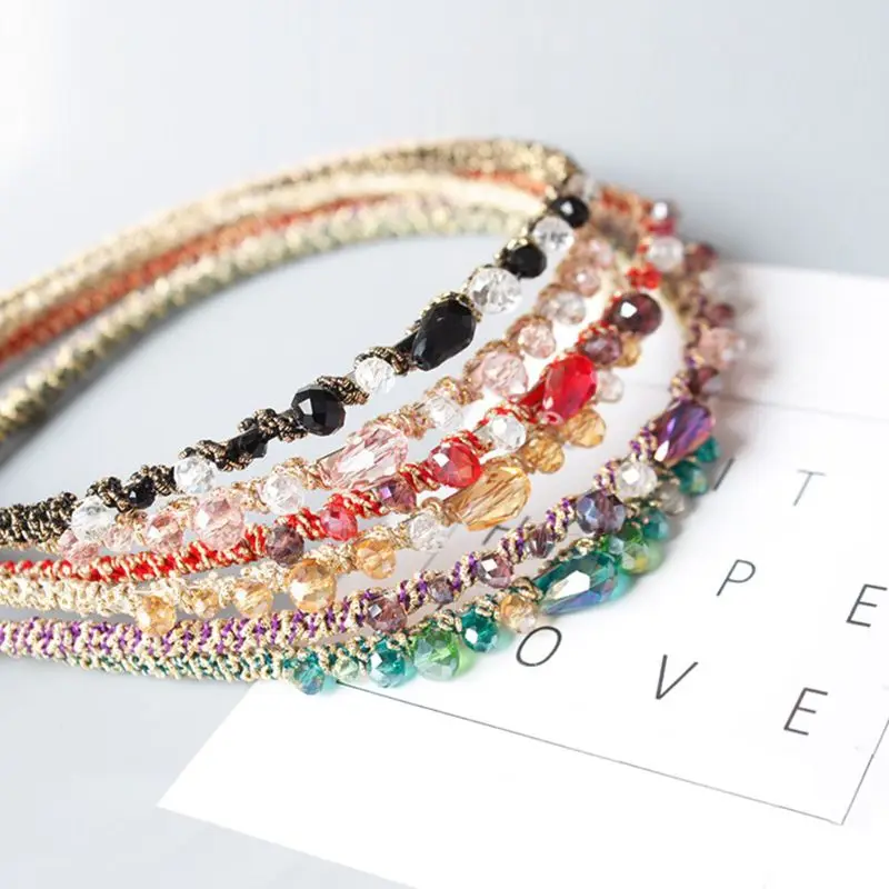 Женские корейские Роскошные блестящие стразы повязка на голову контрастного