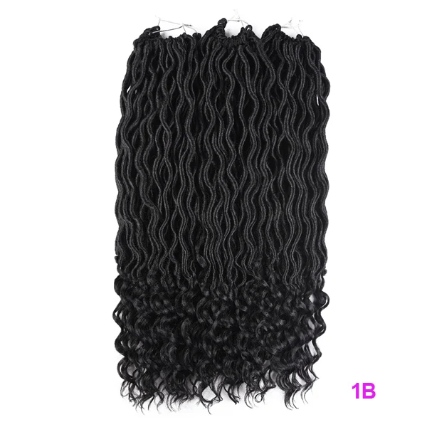TOMO Faux locs CURLY, вязанные крючком волосы, 20 дюймов, 24 корня, Омбре, синтетические плетеные волосы для наращивания, бордовые, черные, красные, коричневые - Цвет: # 1B