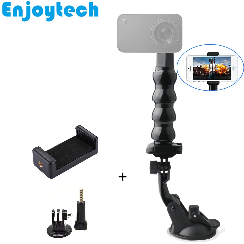 

New Mini Flexible Monopod with Suction Base for Gopro Hero SJcam Cameras Octopus Frames with Clip Phone Holder for Phones