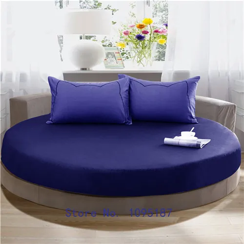 royal blue Комплект простыней на резинке круглый лист+ наволочка хлопок простыня 3 шт./компл. круг упругой покрывало super king size простыня - Цвет: royal blue