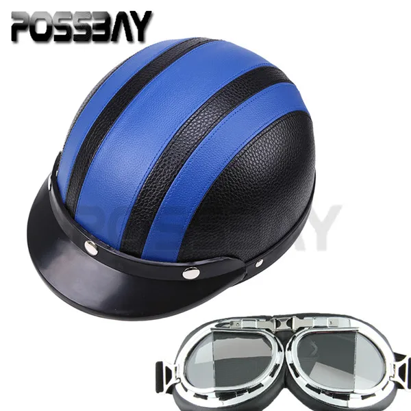Helmet Goggle Style6 POSSBAY кожаный мотоциклетный открытый шлем половина Открытый спорт гоночные очки sunglassure кафе гонщик УФ очки шлем - Цвет: Helmet Goggle Style6
