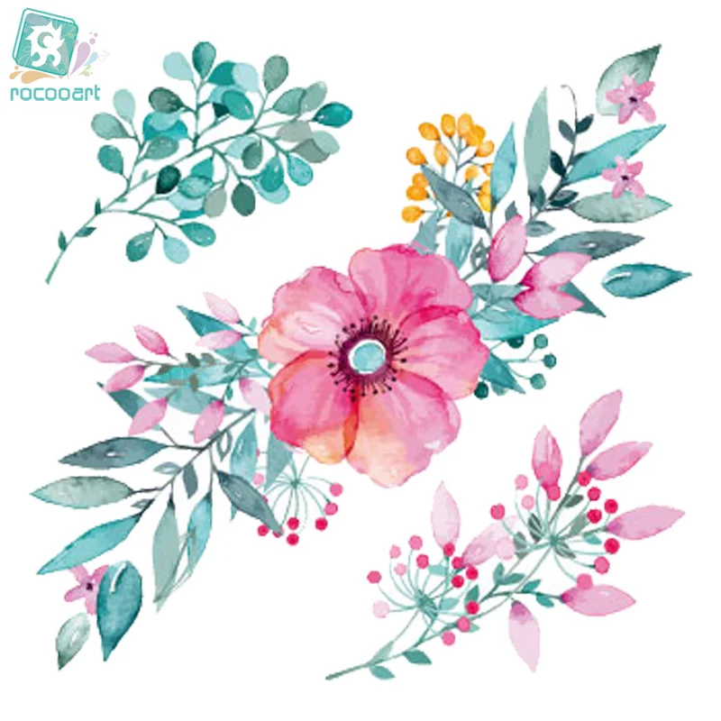 

Rocooart CC6034 Colored Plant Rose Flower Designer Temporary Tattoo Sticker Body Art Water Transfer Fake Taty for Face