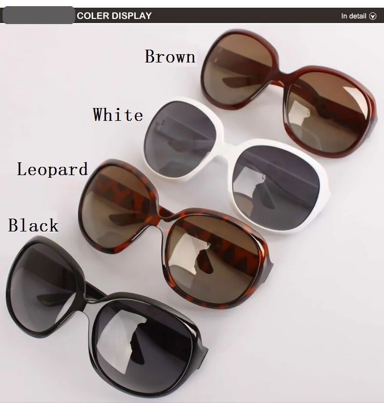 Женские солнцезащитные очки в винтажном стиле большой оправе с защитой UV400 10