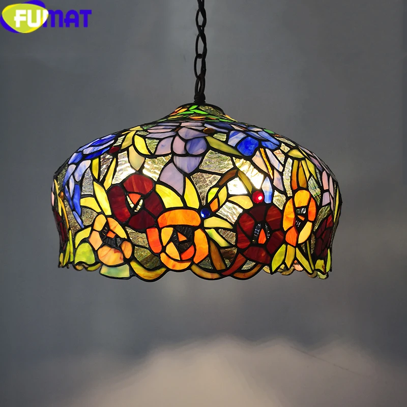 FUMAT витражная Подвесная лампа Tiffanylamp, цветная стеклянная художественная Подвесная лампа для гостиной, столовой, подвесной светильник, светильники