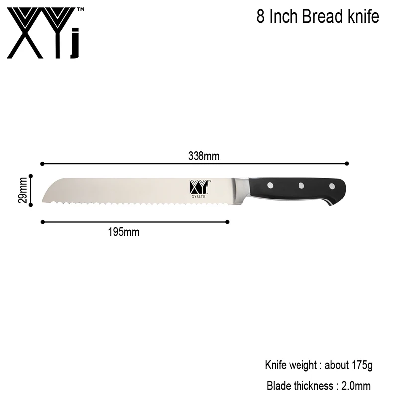 XYj, полный набор кухонных ножей Santoku для нарезки хлеба, шеф-повара, набор кухонных ножей из нержавеющей стали, инструменты для приготовления овощей и мяса - Цвет: Bread