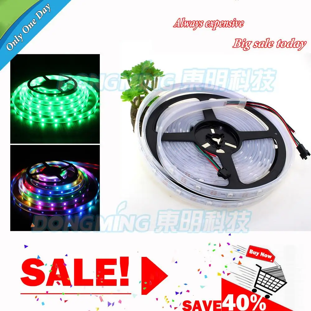 5 м/лот цифровой Водонепроницаемый RGB Светодиодные ленты светильник AC/DC 12V 30IC WS2812B