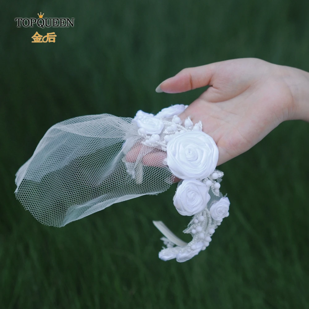 TOPQUEEN H323-W-WS шляпа с вуалью наголовный обруч свадебное платье с цветочным узором и повязка на голову свадебная диадема головные уборы, Свадебные прически Аксессуары