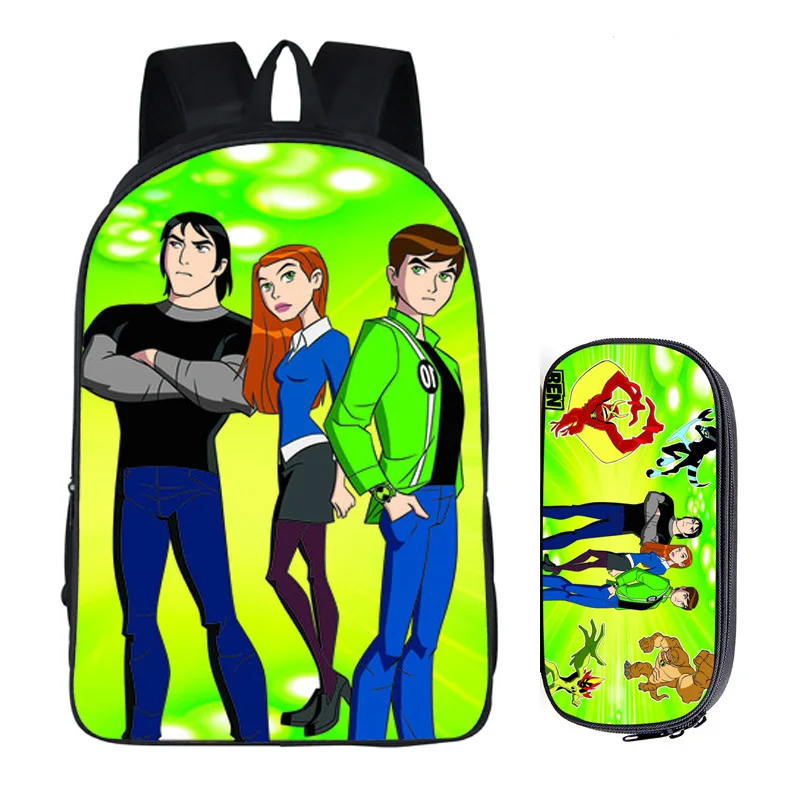 16 дюймов Детский рюкзак Ben 10 Ben Tennyson школьный рюкзак для подростков мальчиков детская школьная сумка дорожная сумка с пеналом