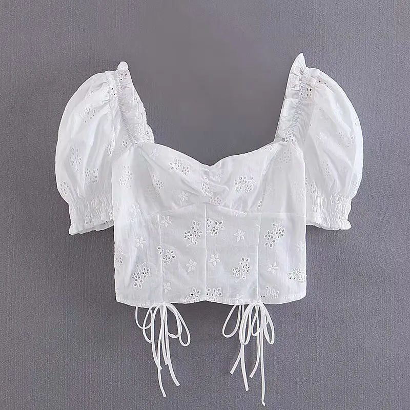 Хлопок и лен модные сексуальные женские рубашки с v образным вырезом пышными